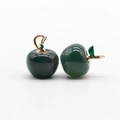 Green stone apple pendants with golden leaf details for DIY jewelry making sets - Indian Agate 1PC