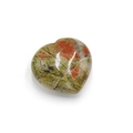 Polished heart-shaped unakite stone with green and orange natural mineral textures - Unakite