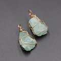 Handmade wire-wrapped light green raw crystal stone pendant for DIY necklace - Fluorite