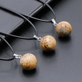 Natural Picture Jasper 14mm sphere pendant necklace with black braided cord strap - Jasper