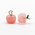 Pink crystal apple pendants with gold leaf detailing and translucent swirl patterns - Synthetic Watermelon Red 1PC