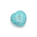 Polished 30mm heart-shaped turquoise stone with natural black spiderweb vein texture - Synthetic Turquoise