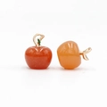 Apple-shaped natural agate pendants in orange and yellow with gold leaf hooks - Red Aventurine 1Pc