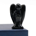 Polished obsidian angel figurine in a gift box for home decor and spiritual healing - Obsidian