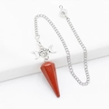 Pendolo in diaspro rosso con dea della tripla luna e ciondolo a pentagramma argento - Diaspro Rosso