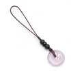 Colgante de cristal natural violeta con cuentas negras y cordón trenzado marrón - Llavero / Amatista