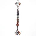 Détail de l'arbre de vie suspendu avec sept pierres naturelles de chakra et glands décoratifs - Corde Marron Arbre en Cœur Bronze Suspension Tissée