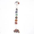 Détail de l'ornement suspendu Arbre de Vie aux sept chakras avec des pierres naturelles - Corde Beige Arbre Rond Argenté Suspension Tissée