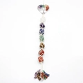 Détail de décoration murale arbre de vie fait main avec sept cristaux naturels chakra - Corde Beige Arbre en Cœur Argenté Suspension Tissée