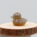 Hand-carved natural agate stone duckling figurine with smooth grey gradient finish - Grey Agate