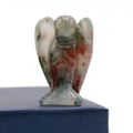 Hand-carved natural bloodstone angel figurine with unique green and red jasper pattern - African Blood Stone