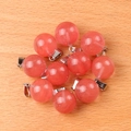 Set of ten 14mm natural red crystal sphere pendants with silver metal clasps - Watermelon Red (Synthetic)