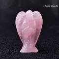 Mini rose quartz angel figurine carving made of natural pink crystal stone - Rose Quartz
