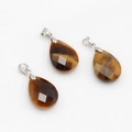 Faceted tiger eye stone water drop pendants with natural brown textures and silver bail - Tiger Eye (Single Bead)