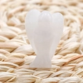 Polished white translucent natural stone angel figurine for home decor and healing - White Jade