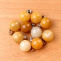 Tiger eye or yellow quartz 14mm round stone ball pendant with silver clasp in a pack of 10 - Topaz