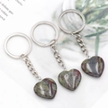 Three-piece Unakite heart crystal keychains featuring natural green and pink stone textures - Dragon Blood Stone