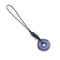 Lapis Lazuli crystal stone doughnut pendant with black bead and brown woven lanyard - Pendant Only (Without Chain) / Lapis Lazuli