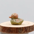 Polished natural unakite stone figurine hand-carved in a cute small duck shape - Unakite