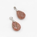 Faceted teardrop natural crystal pendant necklace in pink-orange mineral stones - Rhodonite