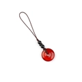 Red agate donut pendant keychain with brown braided cord and black decorative beads - Pendant Only (Without Chain) / Red Agate