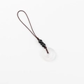 Natural white crystal donut pendant keychain with dark brown braided rope and black beads - Pendant Only (Without Chain) / White Crystal