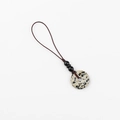 Handmade Dalmatian Jasper stone donut keychain with black beads and brown cord - Pendant Only (Without Chain) / Dalmatian Jasper