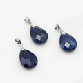 Three faceted teardrop lapis lazuli pendants with silver metal clasps in a set - Lapis Lazuli