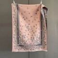 Detail of French vintage butterfly jacquard scarf with fringe and pink grey tones - 186*70cm / Pink