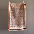 Detail view of vintage paisley patterns and soft fringe on brown pashmina scarf - 192x65cm / Vintage Botanical Floral Brown (GSJ-631)
