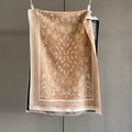 Sciarpa vintage con motivo paisley, calda e spessa, in cammello e beige con frange - 192*67cm / Cuoio