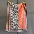 Detalle de bufanda patchwork vintage con motivos paisley y florales con flecos - Patchwork Gris Oscuro Naranja