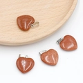 20mm Goldstone heart pendant with shimmering gold particles and silver metal bail - Synthetic Goldstone