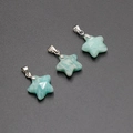 Three green natural stone star-shaped pendants with silver clasps on grey background - Amazonite (Single Bead)