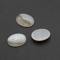 Three translucent oval grey agate cabochon stones with natural banded textures for DIY - Agate