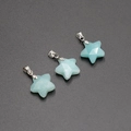 Faceted star-shaped pendant necklace in light blue natural stone with silver buckle - Amazonite (Single Piece)