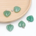 Green aventurine heart crystal pendants with silver metal bails for DIY jewelry making - Green Aventurine