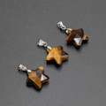 Set of three tiger eye stone star pendants with geometric facets and silver clasps - Tiger Eye (Single Bead)