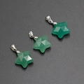 Star-shaped green aventurine natural stone pendants with geometric faceted cuts - Green Aventurine (Single Bead)