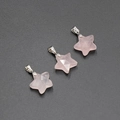 Three rose quartz star pendants with faceted finish and silver metallic bails - Rose Quartz (Single Piece)