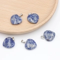 Blue spotted natural stone heart pendants with silver bails in a set of five pieces - Blue Spot Jasper