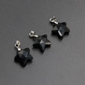 Three-piece set of black obsidian star pendants with geometric faceted crystal cuts - Obsidian (Single Bead)