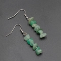 Orecchini pendenti in cristallo verde irregolare con ganci in argento per le donne - Aventurina verde
