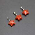 Faceted red jasper star pendant necklace with silver clasp and matte stone finish - Red Jasper (Single Bead)