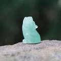 Light green natural agate crystal wolf carving on a stone base for home decoration - Green Aventurine
