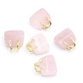 Set de cinco mini colgantes de bolso en cuarzo rosa con asas de metal dorado - Cuarzo Rosa (Pieza Única)