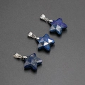 Blue lapis lazuli star shaped stone pendants with silver clasps in a diagonal layout - Lapis Lazuli (Single Bead)