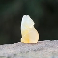 Hand-carved natural agate wolf figurine in translucent creamy white stone finish - Natural Agate