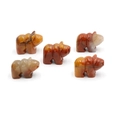 Set of 5 natural red jasper hand-carved hippo animal figurines with polished finish - Colored Jade