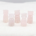 Set of five natural rose quartz hand-carved miniature dog figurines for gift - Rose Quartz